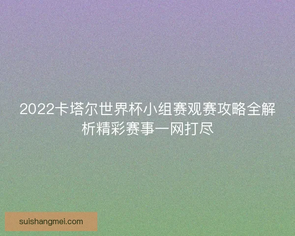 2022卡塔尔世界杯小组赛观赛攻略全解析精彩赛事一网打尽 2022卡塔尔世界杯小组赛观赛攻略全解析精彩赛事一网打尽
