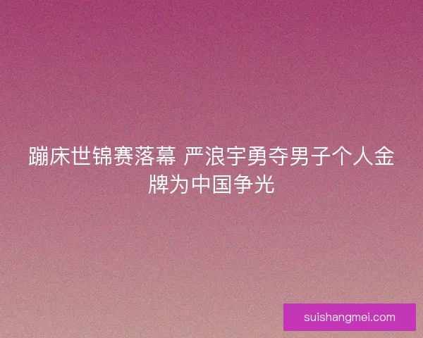 蹦床世锦赛落幕 严浪宇勇夺男子个人金牌为中国争光