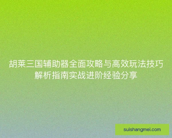 胡莱三国辅助器全面攻略与高效玩法技巧解析指南实战进阶经验分享 胡莱三国辅助器全面攻略与高效玩法技巧解析指南实战进阶经验分享