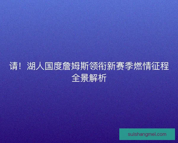 请！湖人国度詹姆斯领衔新赛季燃情征程全景解析